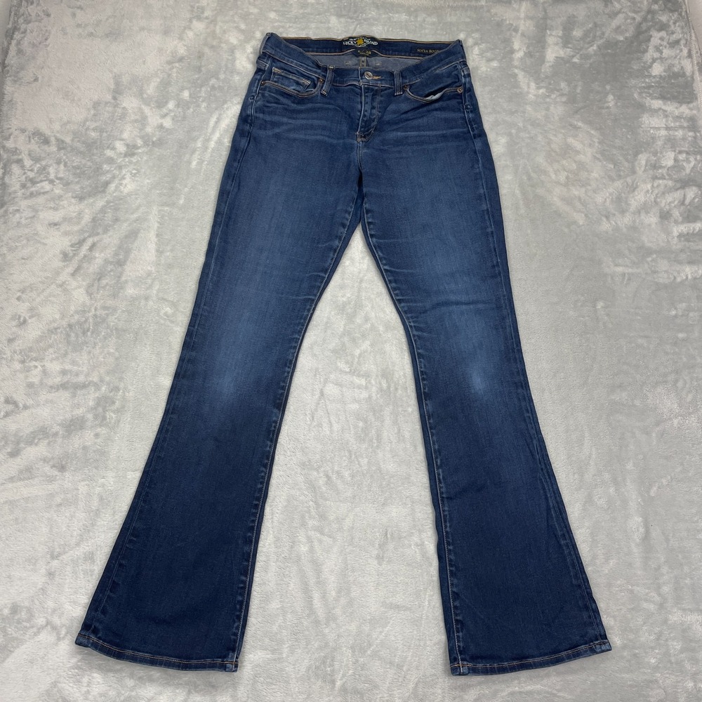 Lucky Brand Jeans Women 6/28R (28x32) Blue Denim Faded Stretch Sofia Bootcut Leg